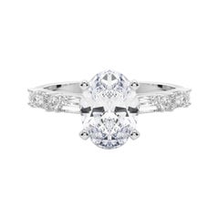 GIA 1.31ct Oval Round & Baguette Channel Band  Bague en diamant
