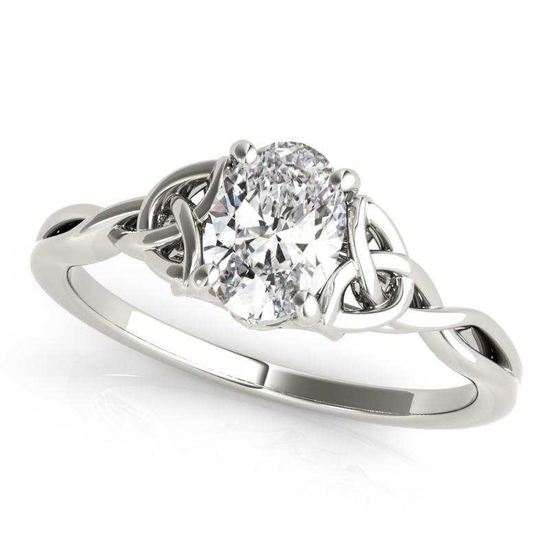 Taglio ovale GIA 1,31ct Solitario ovale traforato Nodo Celtico  Anello con diamante in vendita