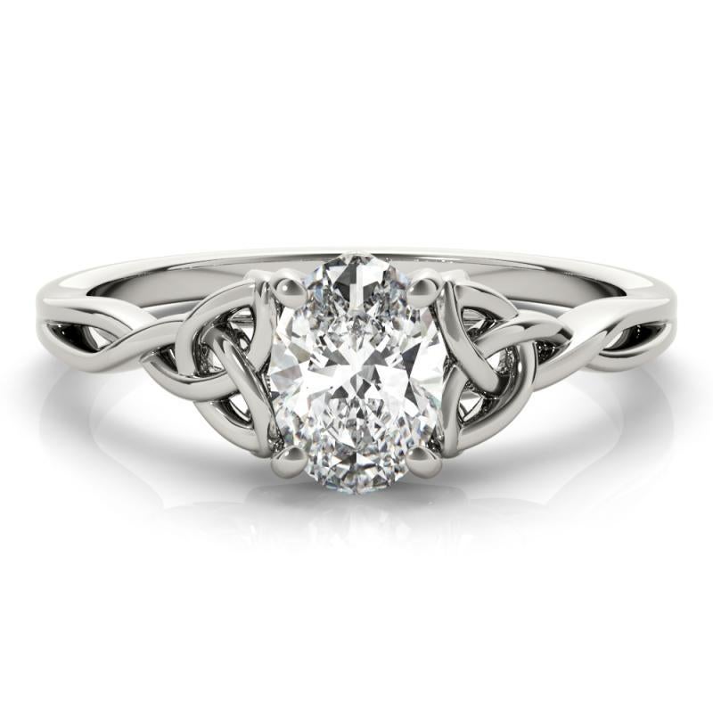 GIA 1.31ct Solitaire Ovale Nœud Celtique Ajouré  Bague en diamant