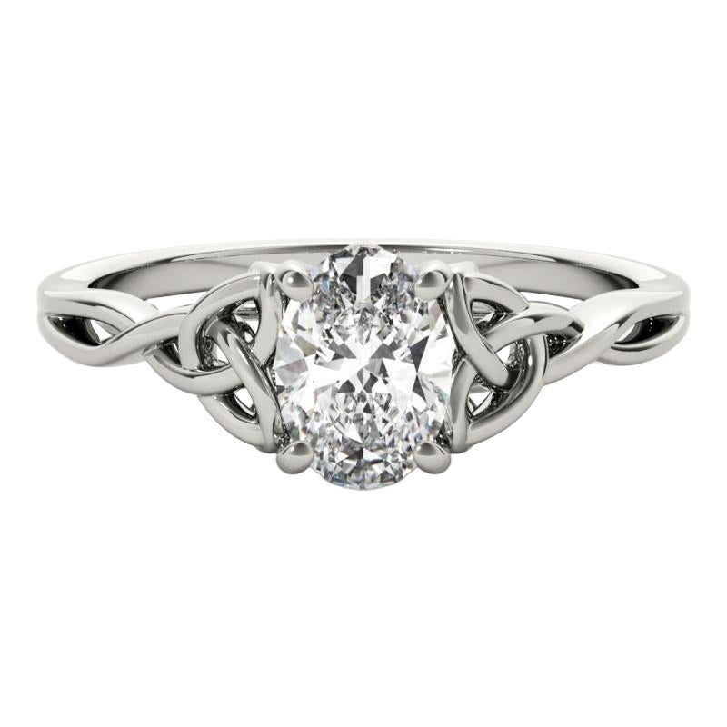 GIA 1.31ct Oval Solitaire Openwork Celtic Knot  Diamond Ring