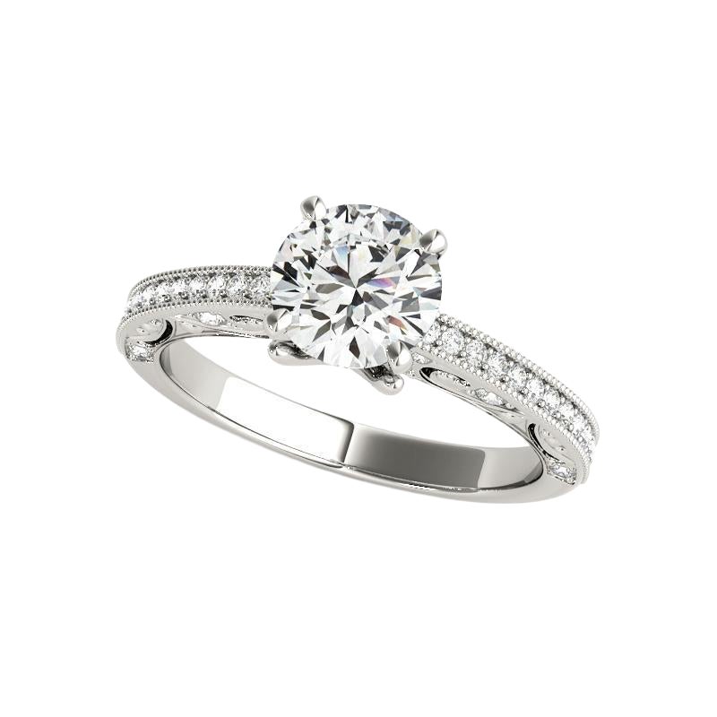 GIA 1,31ct Anello con diamanti d'epoca a spalla rialzata in oro bianco 18K