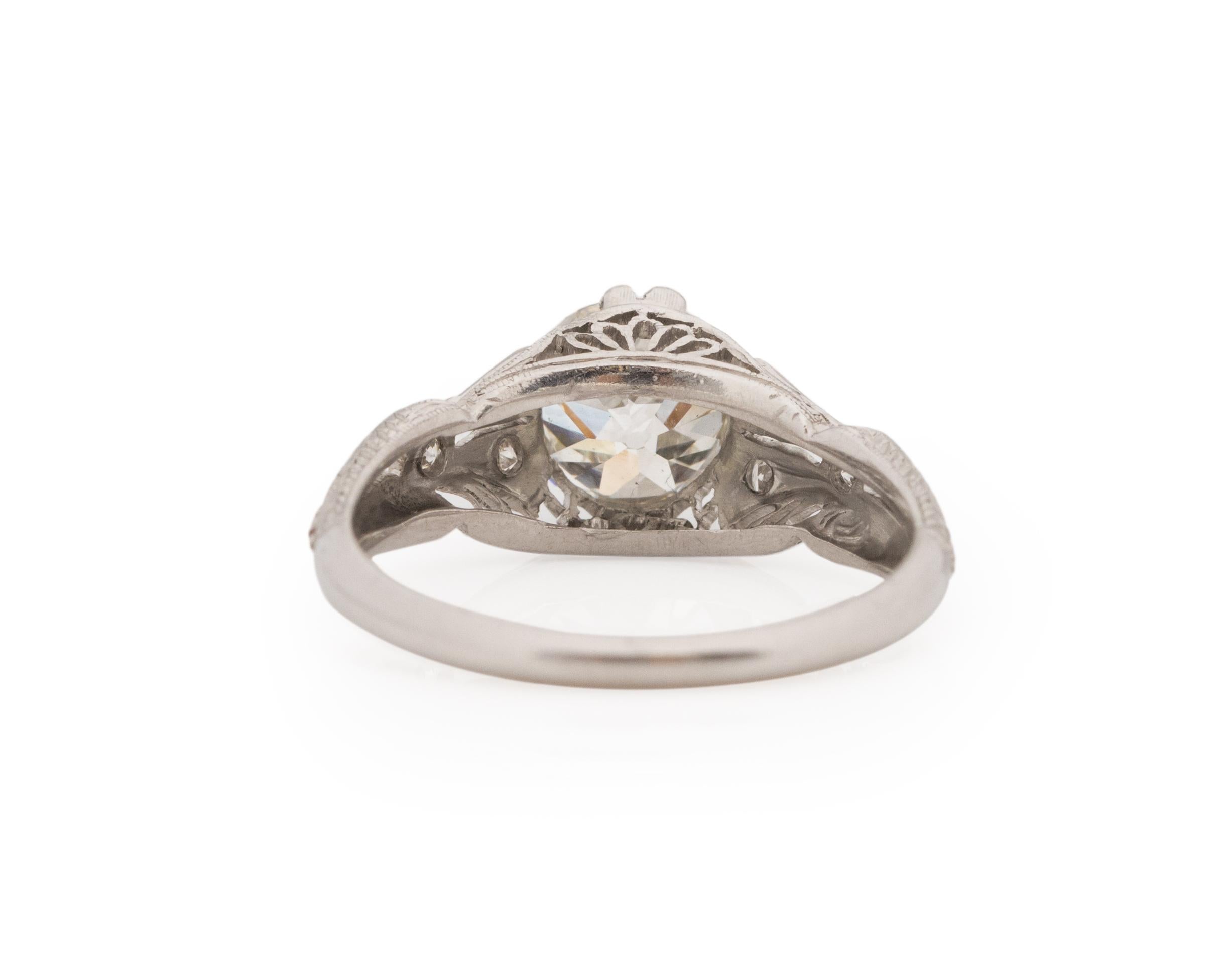 GIA 1.32 Carat Art Deco Diamond Platinum Engagement Ring In Good Condition For Sale In Atlanta, GA