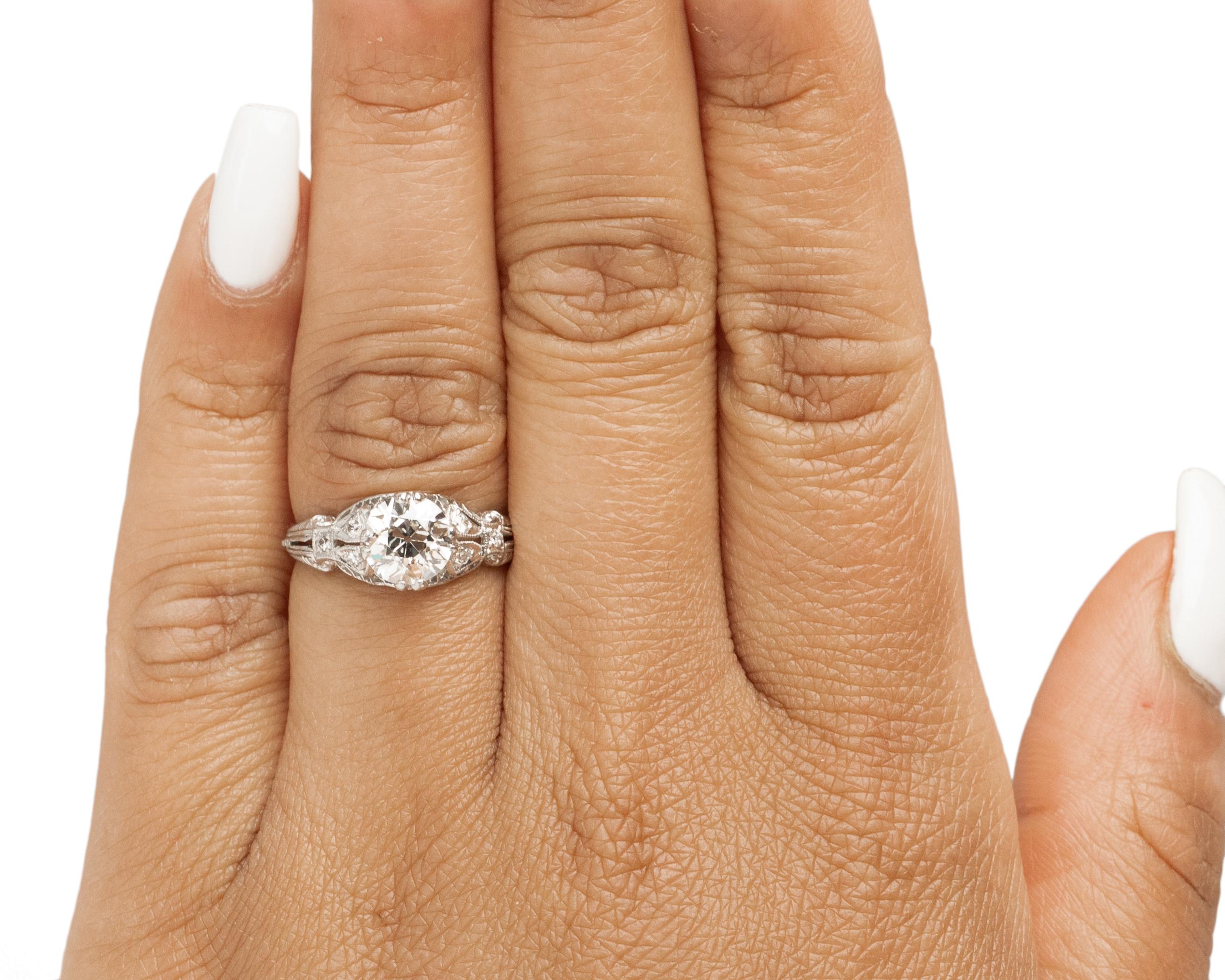 Women's GIA 1.32 Carat Art Deco Diamond Platinum Engagement Ring For Sale