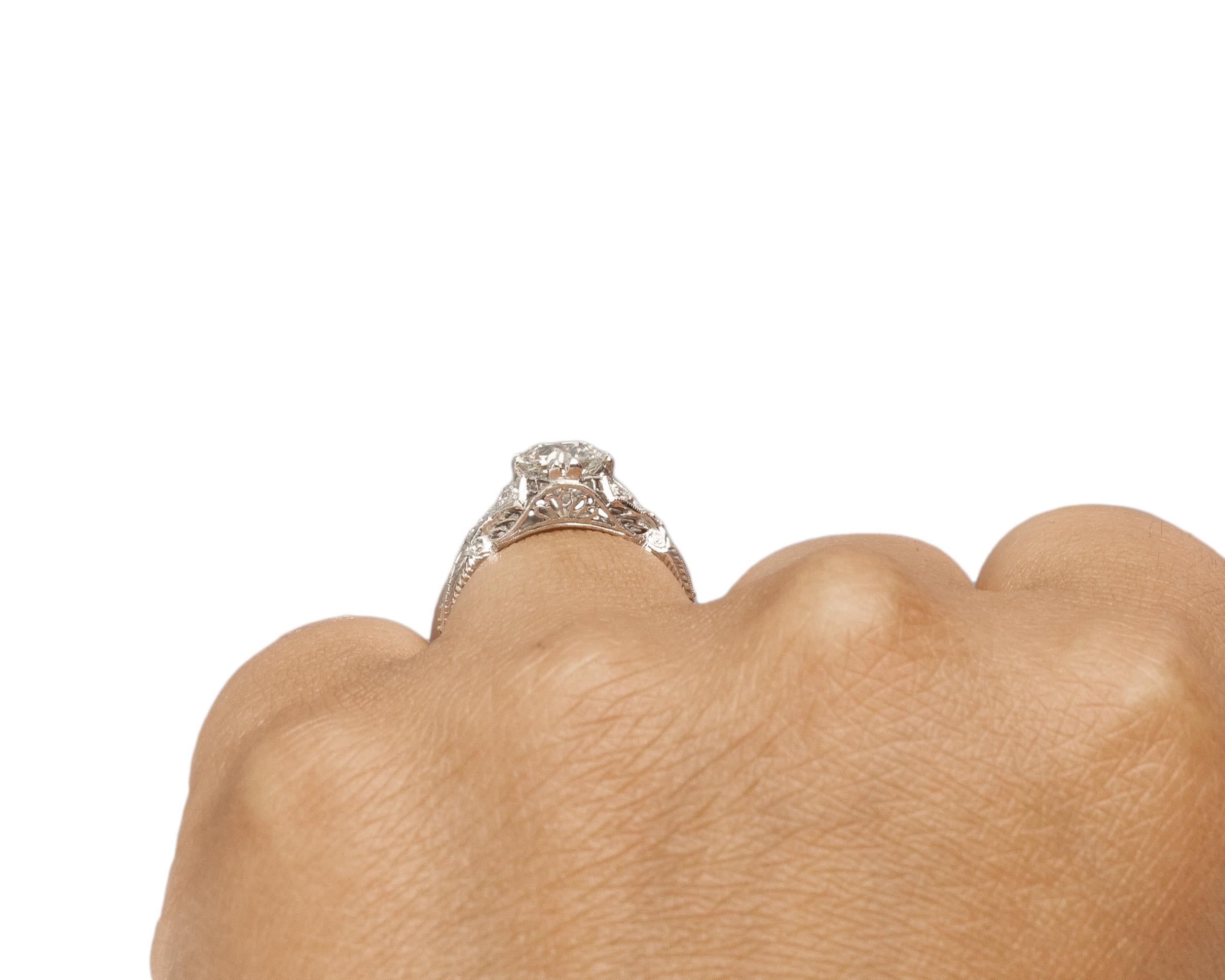 GIA 1.32 Carat Art Deco Diamond Platinum Engagement Ring For Sale 1