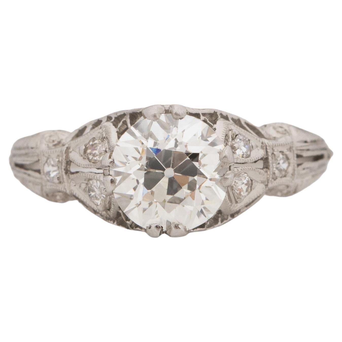 GIA 1.32 Carat Art Deco Diamond Platinum Engagement Ring For Sale