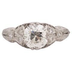 Antique GIA 1.32 Carat Art Deco Diamond Platinum Engagement Ring