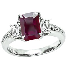 GIA 1.32ct Burma Ruby 0.38ct Diamond Engagement Ring