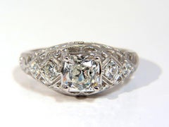 GIA 1,32ct. Anello con diamante Brilliante G/ Si-1 Vintage Class Deco 14kt*