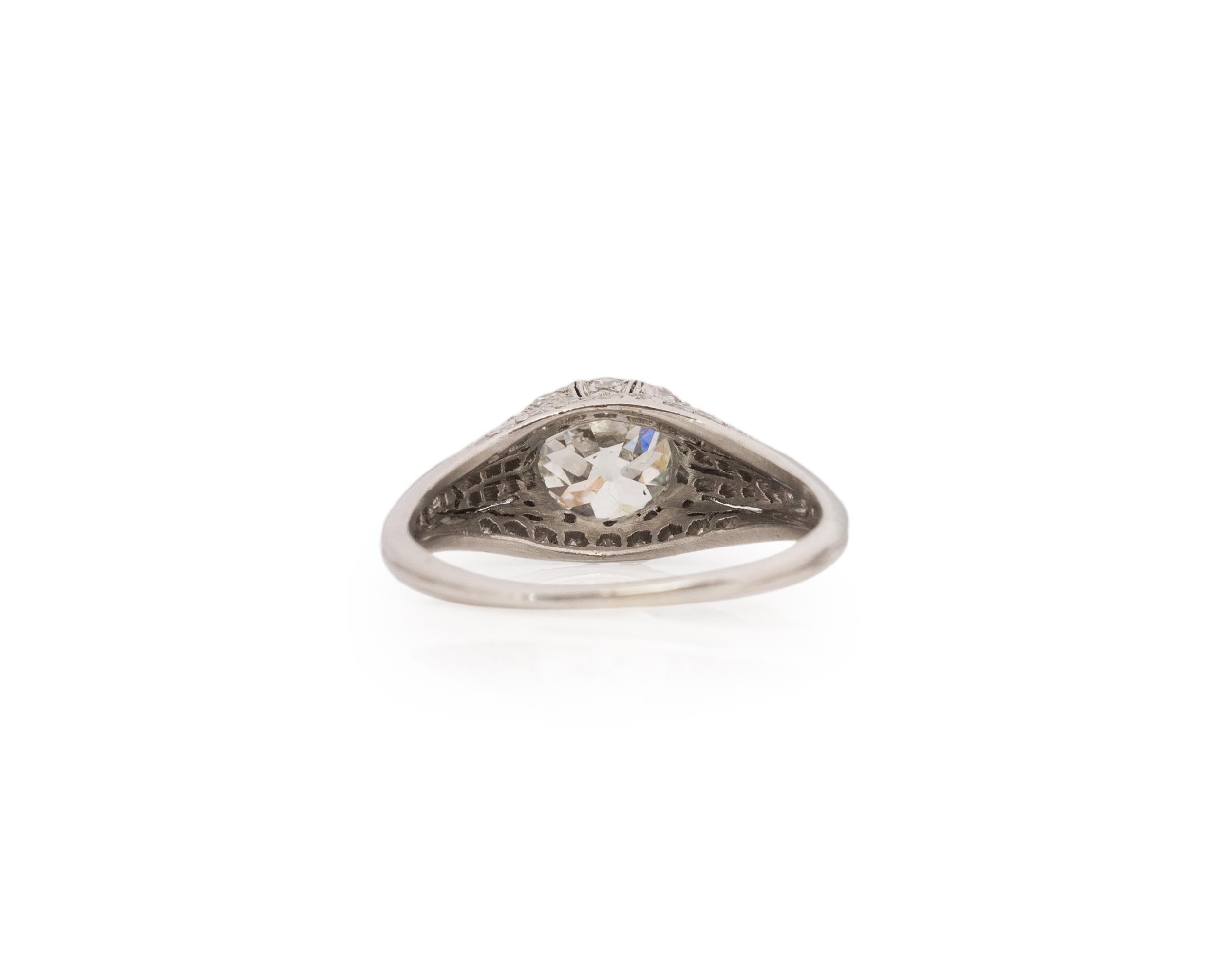 GIA 1.33 Carat Edwardian Diamond Platinum Engagement Ring In Good Condition For Sale In Atlanta, GA