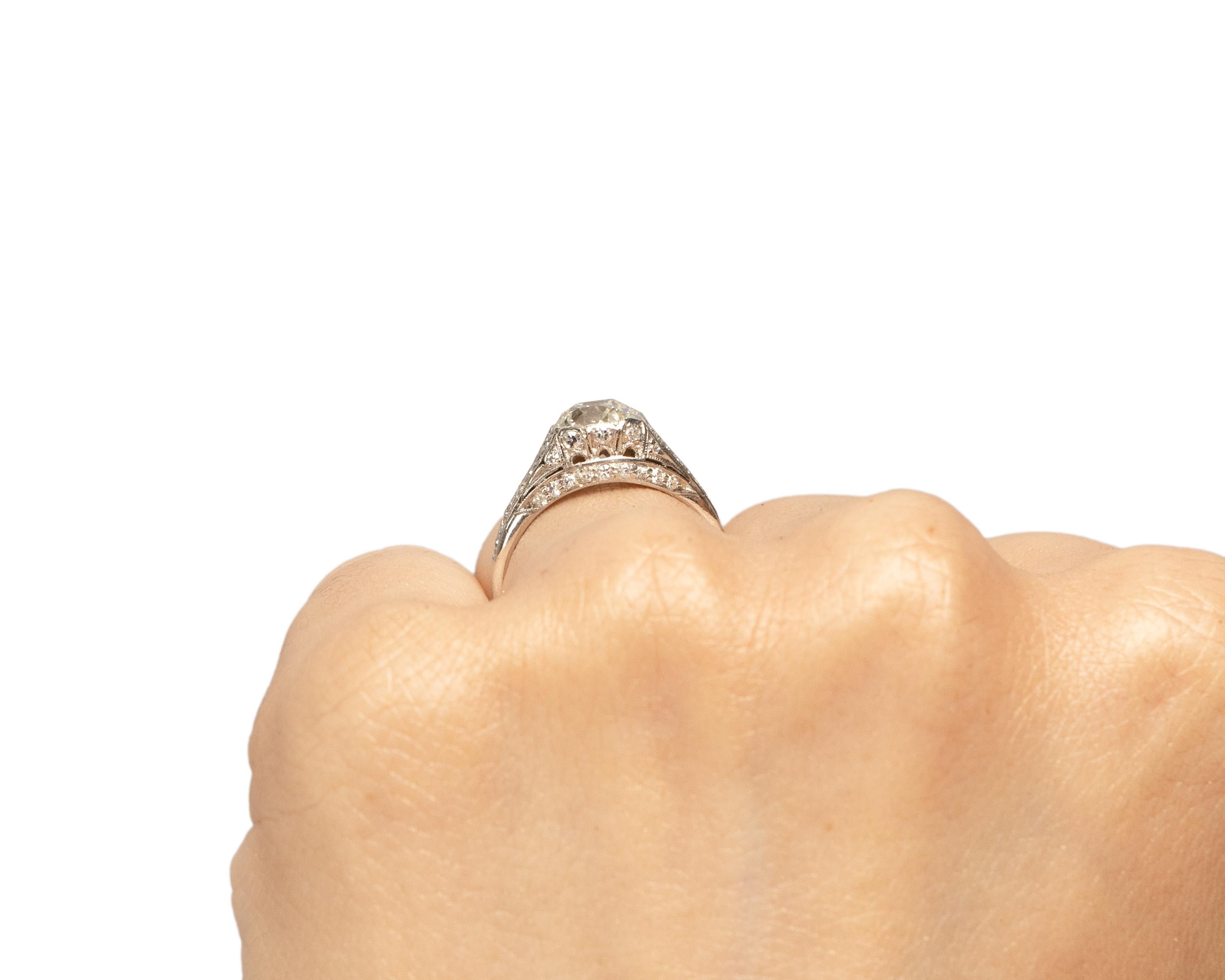 GIA 1.33 Carat Edwardian Diamond Platinum Engagement Ring For Sale 1