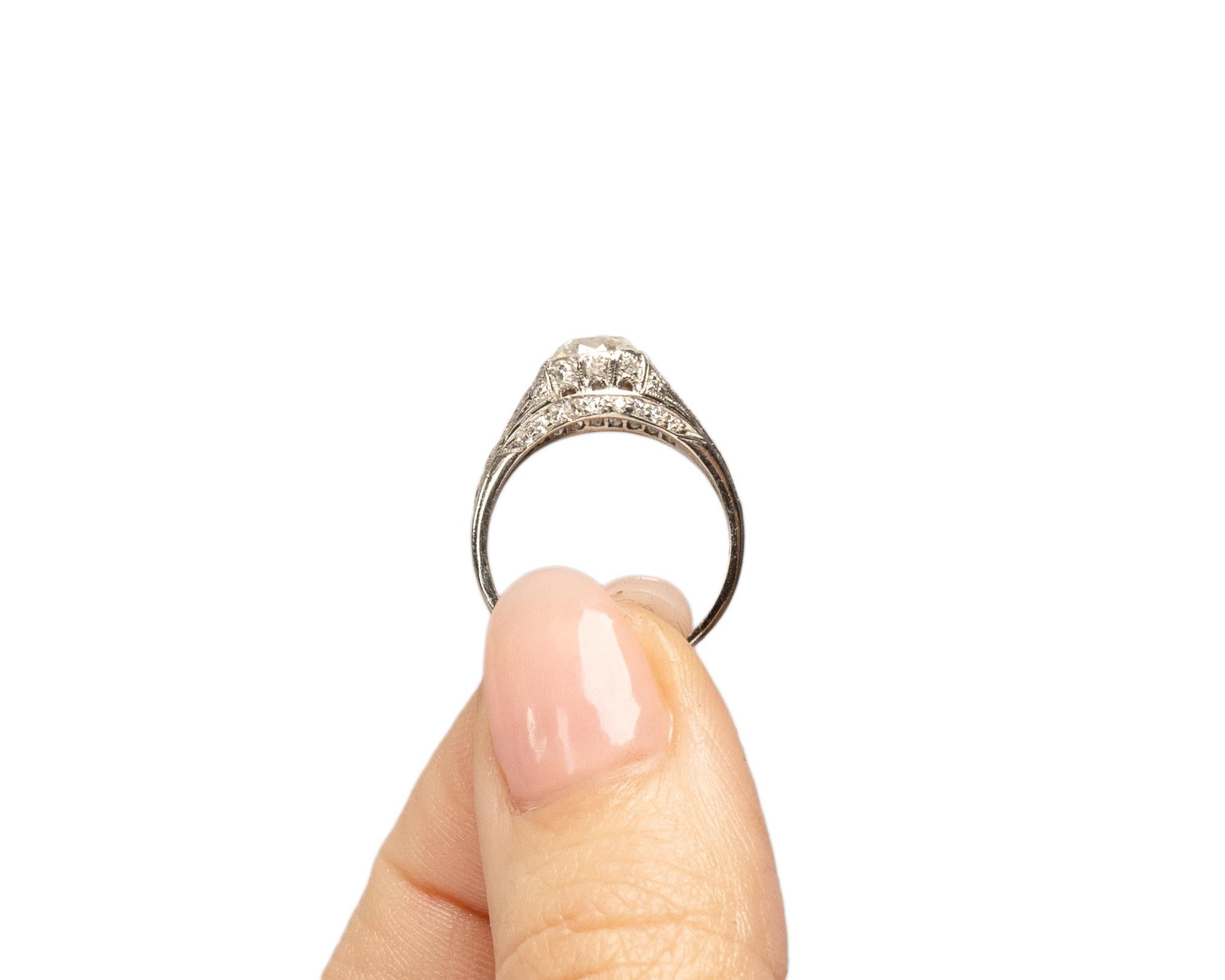 GIA 1.33 Carat Edwardian Diamond Platinum Engagement Ring For Sale 3