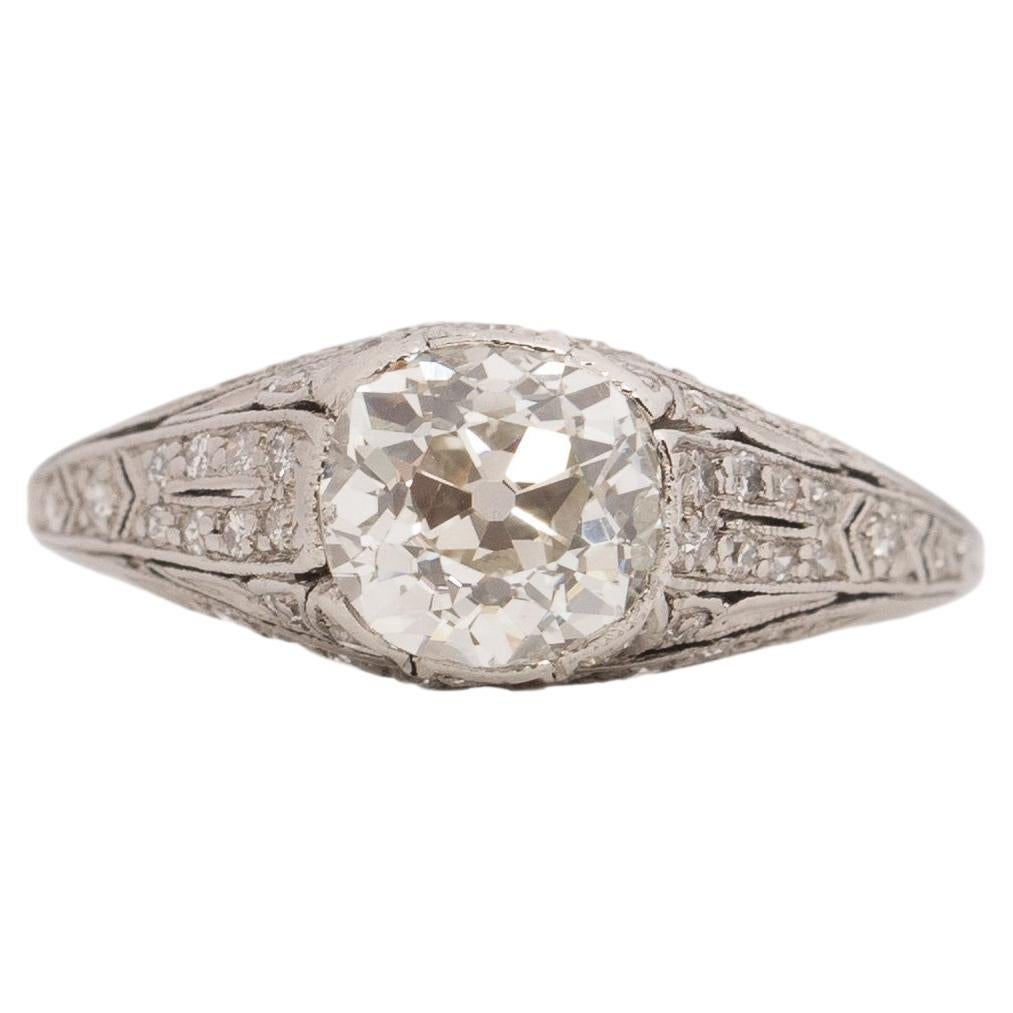 GIA 1.33 Carat Edwardian Diamond Platinum Engagement Ring (bague de fiançailles en platine) en vente