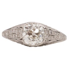 GIA 1.33 Carat Edwardian Diamond Platinum Engagement Ring