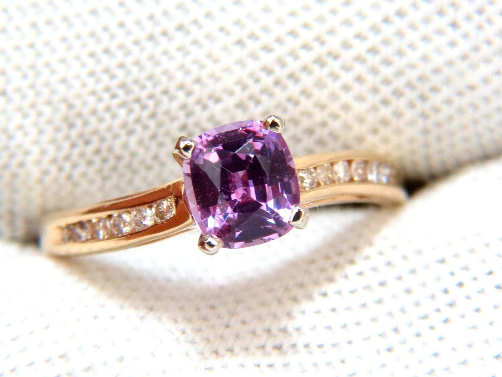 GIA 1.33 Carat Natural No Heat Pink Sapphire Diamonds Ring Vivid Unheated 2