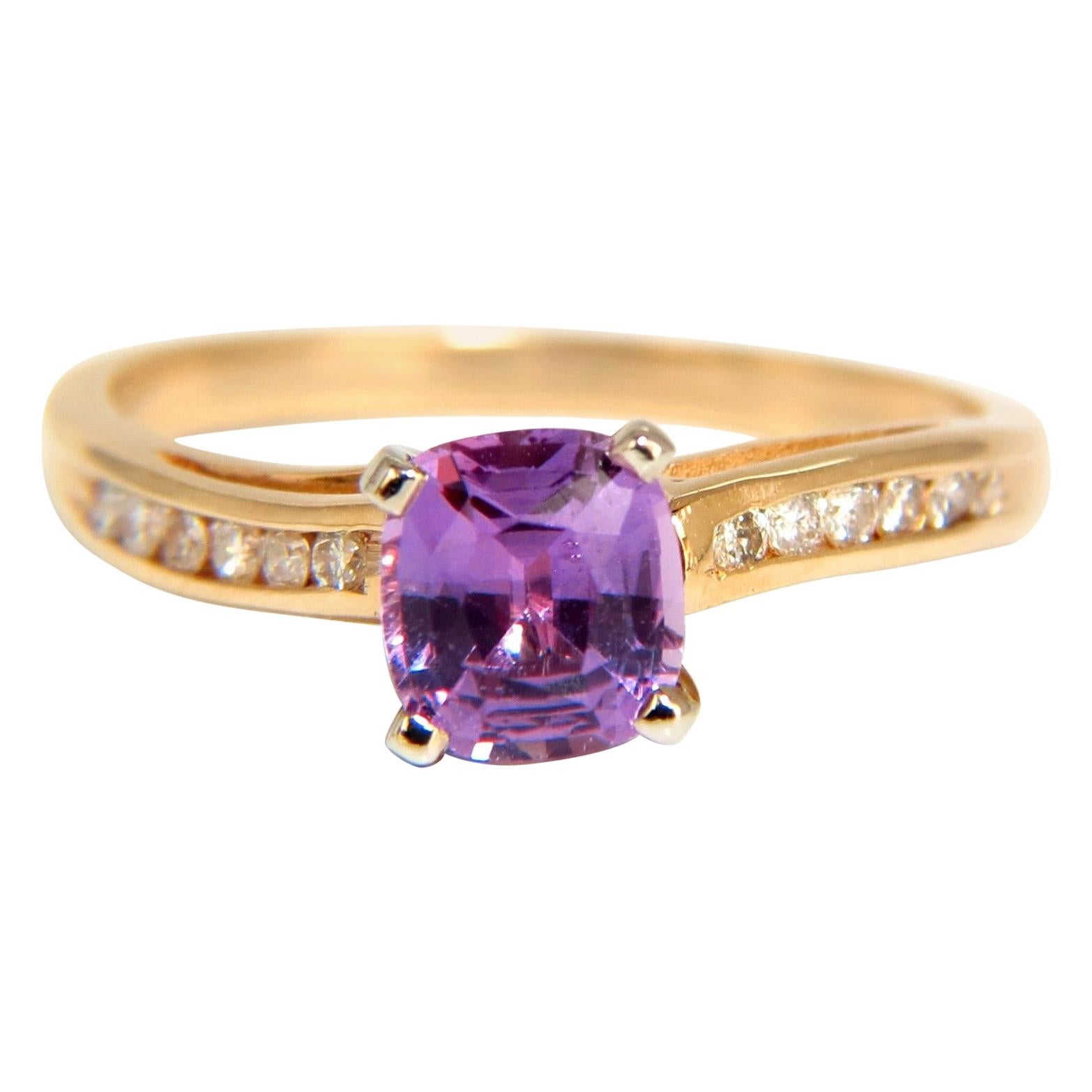 GIA 1.33 Carat Natural No Heat Pink Sapphire Diamonds Ring Vivid Unheated