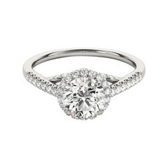GIA 1.33ct Round Triple Decker Halo Cathedral  Diamond Ring