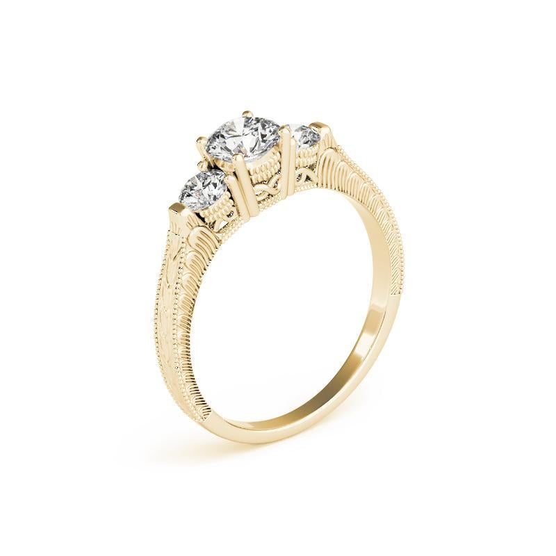 GIA 1,33ct Anello di diamanti vintage Infinity a tre pietre in oro giallo 18K In condizioni Nuovo in vendita a New York, NY