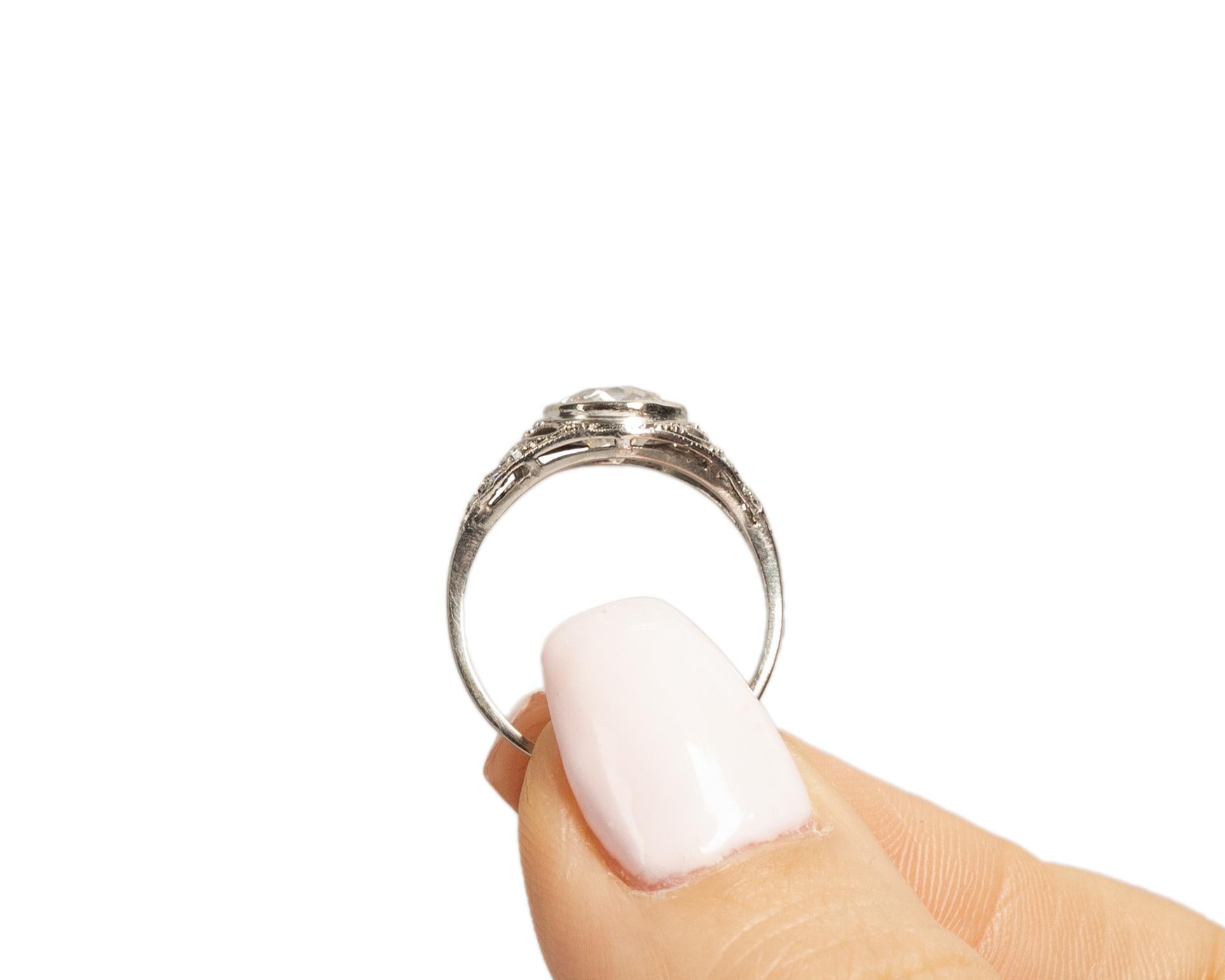 GIA 1.34 Carat Total Weight Art Deco Diamond Platinum Engagement Ring In Good Condition For Sale In Atlanta, GA