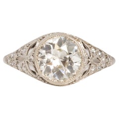 GIA 1.34 Karat Gesamtgewicht Art Deco Diamant Platin Verlobungsring