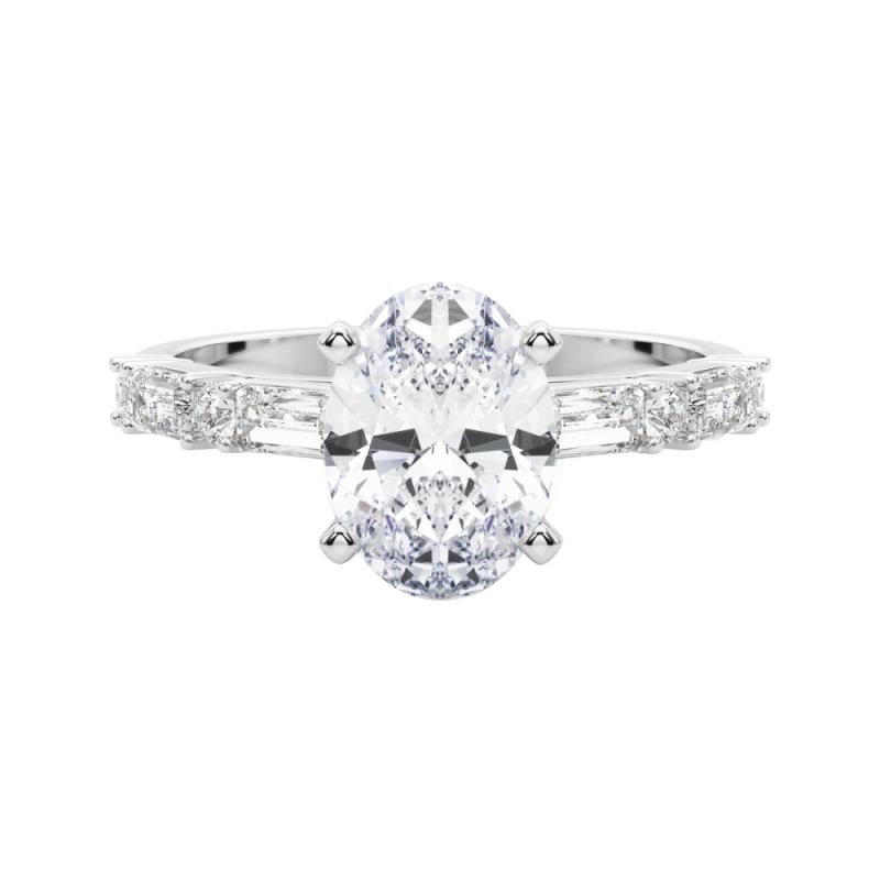 GIA 1.35ct Oval Round & Baguette Channel Band  Anello con diamante