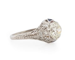 Platin-Verlobungsring, GIA 1.36 Karat Art Deco Diamant