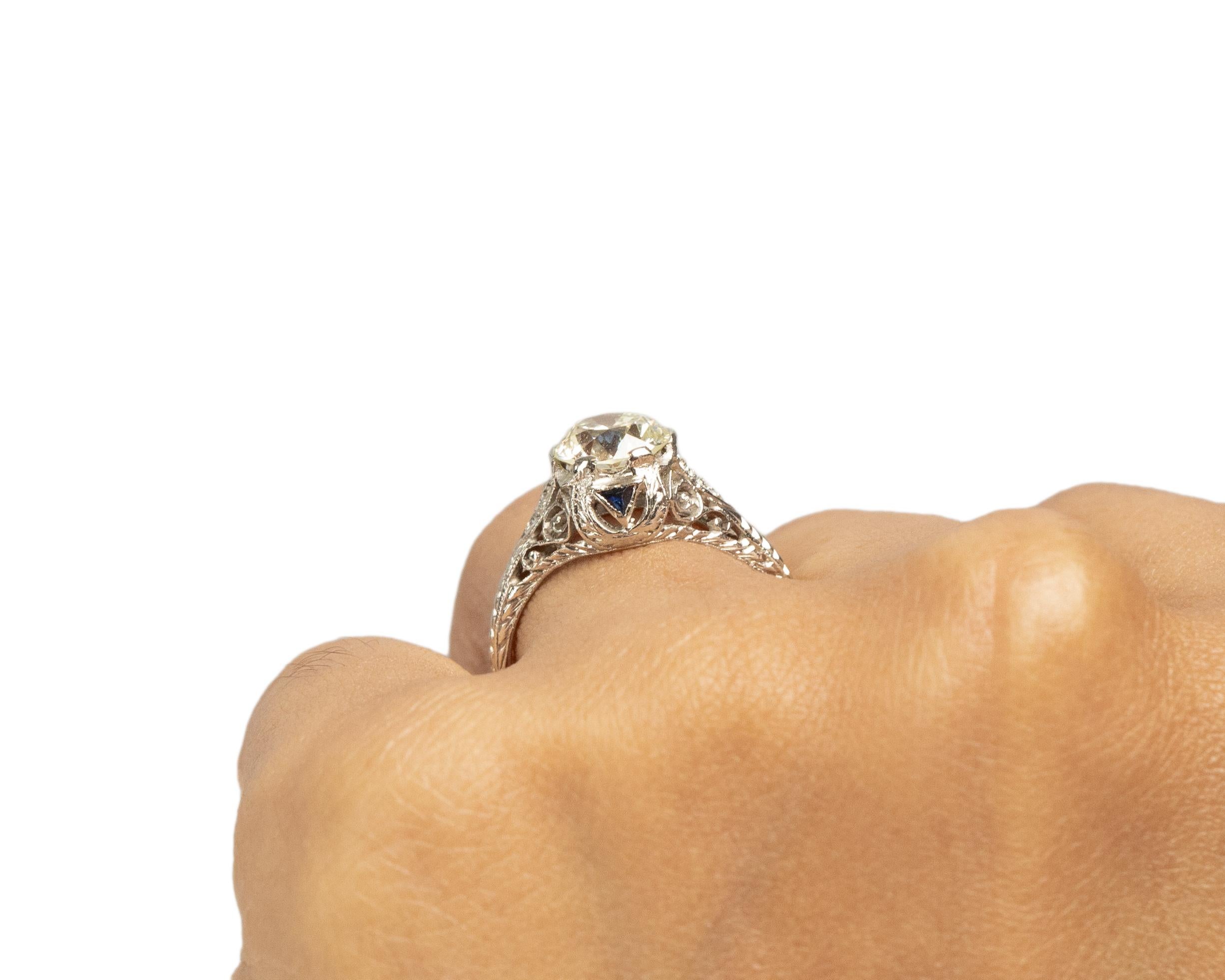 Old European Cut GIA 1.36 Carat Art Deco Diamond Platinum Engagement Ring For Sale