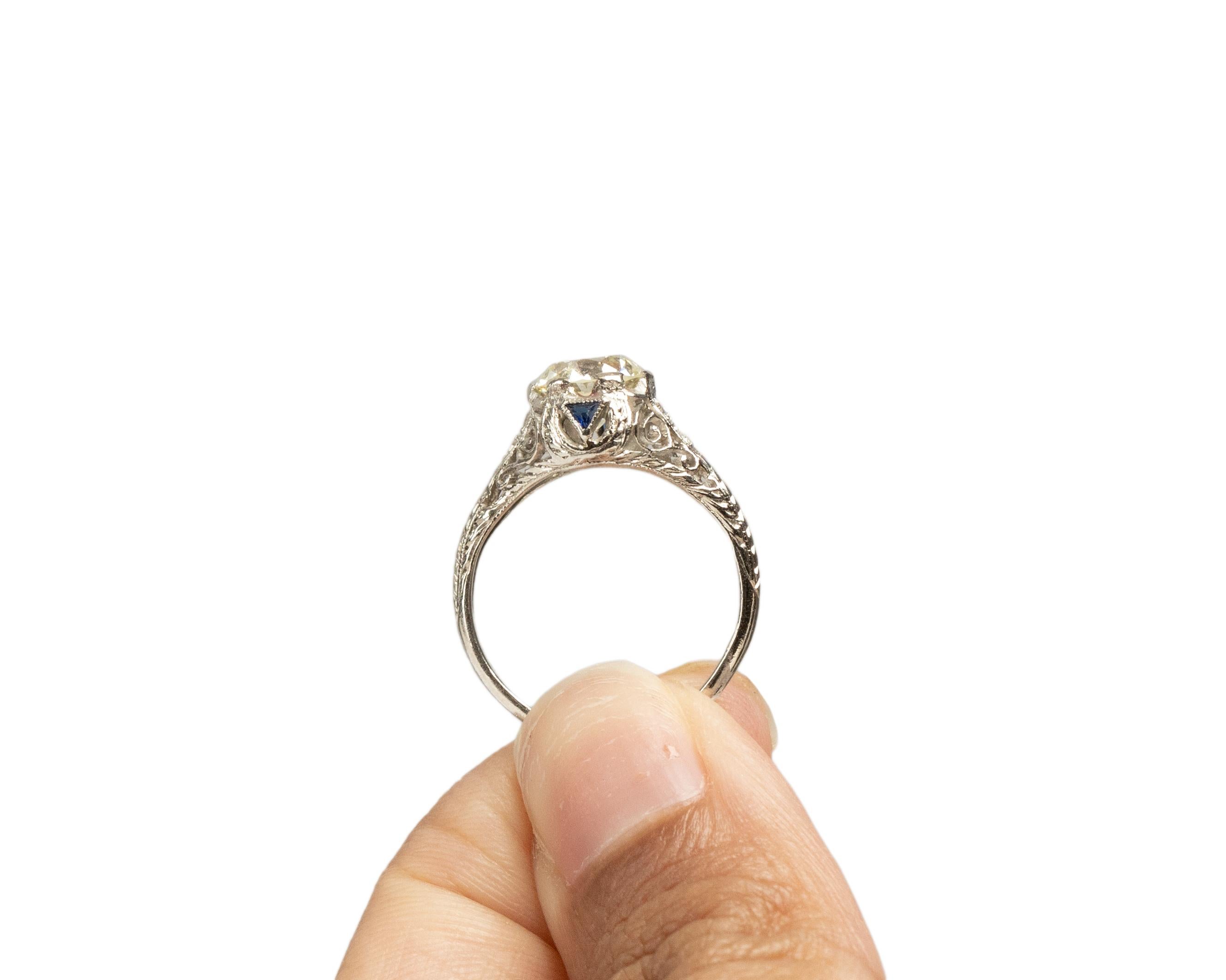 Women's GIA 1.36 Carat Art Deco Diamond Platinum Engagement Ring For Sale
