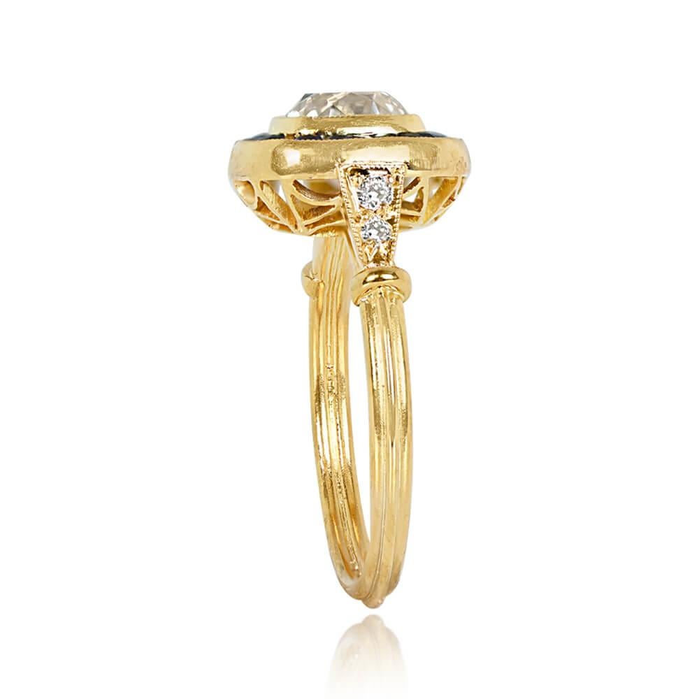 Art Deco GIA 1.36ct Antique Cushion Cut Diamond Engagement Ring, 18k Yellow Gold For Sale