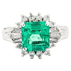 GIA 1.36ct Emerald & Diamonds Ring In Platinum