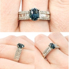 GIA 1.36ct Montana Sapphire Ring With Diamonds In White Gold