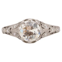GIA 1.37 Carat Art Deco Diamond Platinum Engagement Ring