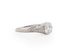 GIA 1.37 Carat Art Deco Platinum Diamond Old European Brilliant Engagement Ring