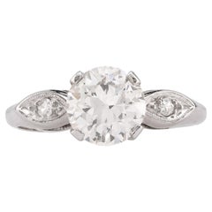 GIA Anello di fidanzamento in platino con diamante a taglio brillante circolare da 1,37 carati