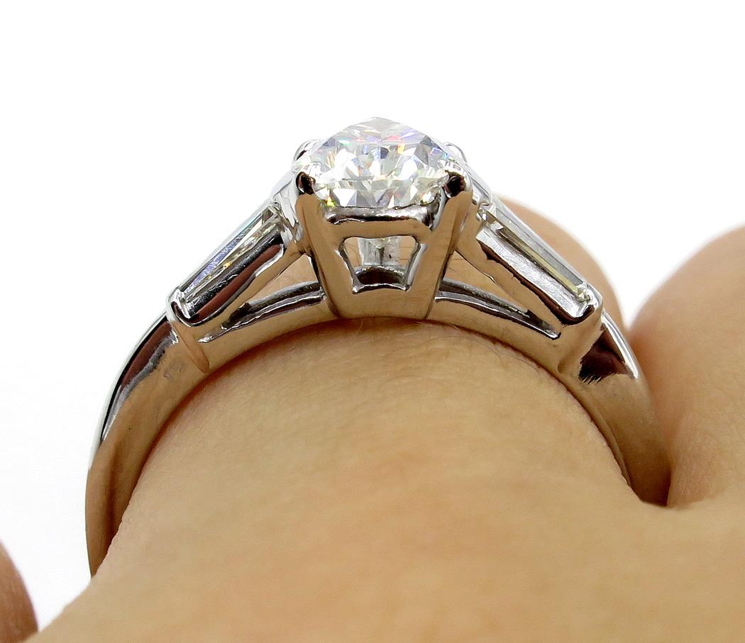 GIA 1.39 Carat Solitaire Pear Shaped Diamond Engagement Wedding Platinum Ring 5