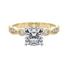 GIA 1.3ct Cuscino Marquise e Lunetta rotonda in oro giallo con diamanti a grana grossa