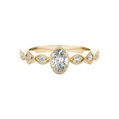 GIA 1.3ct Oval Art Deco Mixed-Cut Geometric Bezel Yellow Gold Diamond Ring