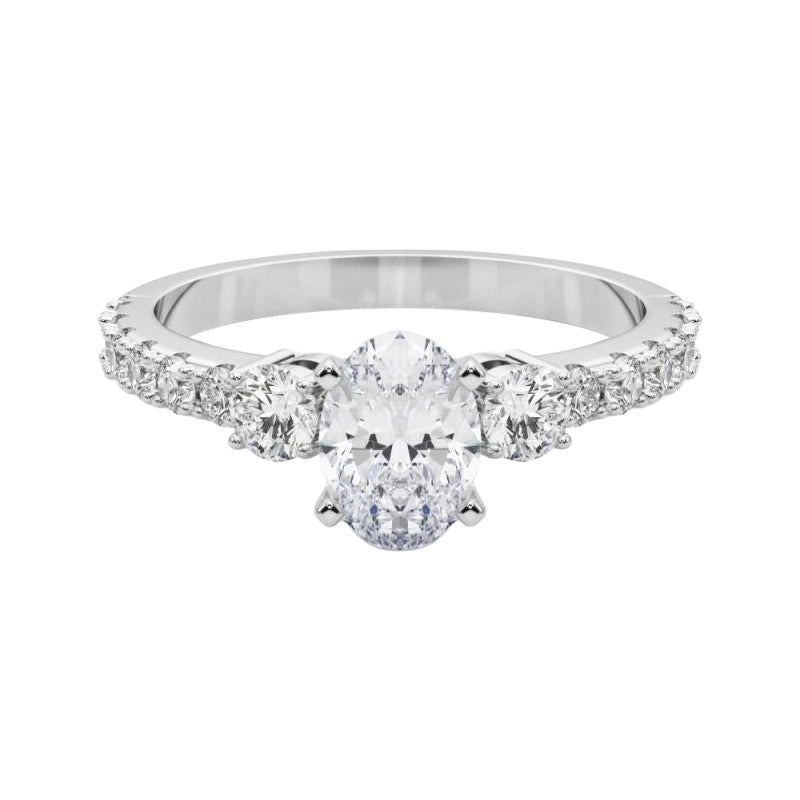 GIA 1.3ct Oval Three-Stone with Diamond Shank  Diamond Ring