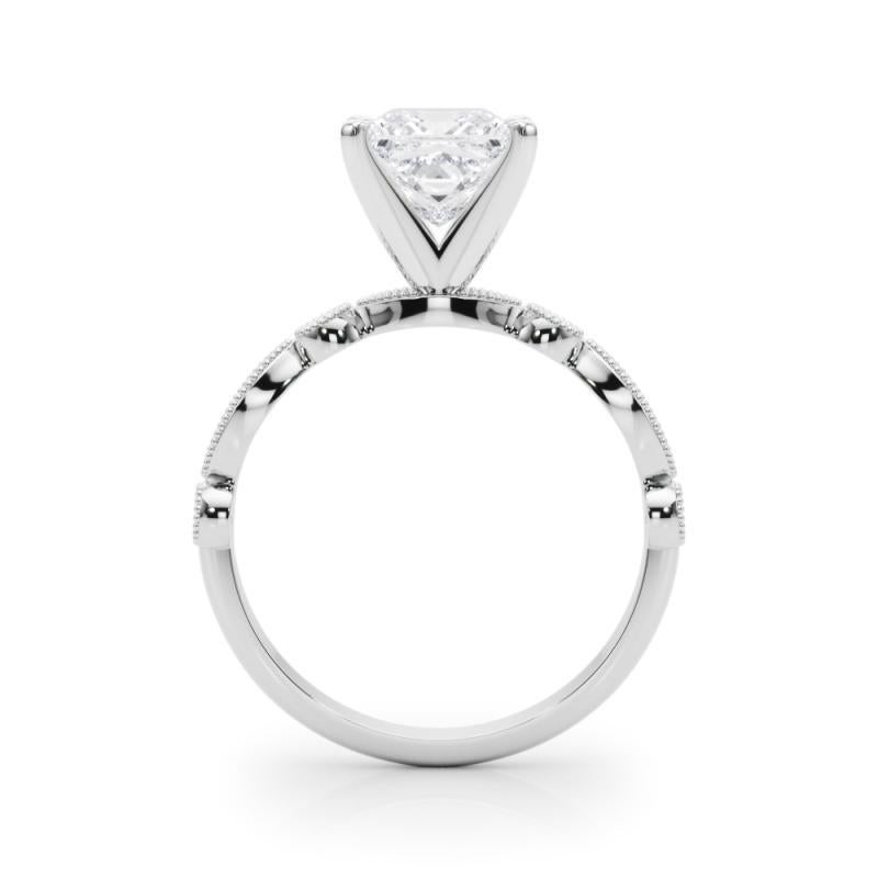GIA 1,3ct Principessa Marquise e Anello con diamante rotondo con castone a grana grossa In condizioni Nuovo in vendita a New York, NY