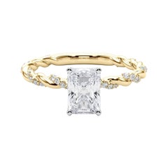 GIA 1,3ct Radiant Micro Pave Twisted Braid Band Anello con diamanti in oro giallo 18K