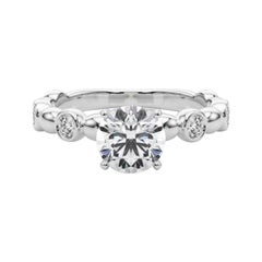 GIA 1.3ct Round Side Stone Bezel Band Solitaire Diamond Ring