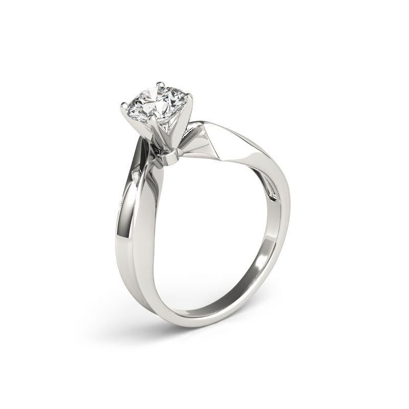 Donna GIA 1,3ct Solitario rotondo Futuristico Chevron  Anello con diamante in vendita