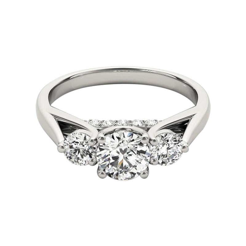 GIA 1,3ct Ponte decorato a tre pietre rotonde  Anello con diamante in vendita