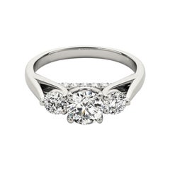 GIA 1.3ct Round Three-Stone Decorated Bridge  Diamond Ring GIA 1.3ct Round Three-Stone Decorated Bridge  Diamond Ring