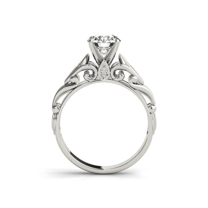 GIA 1,3ct Round Vine Trellis Filigree Anello con diamanti d'epoca in oro bianco 18K In condizioni Nuovo in vendita a New York, NY