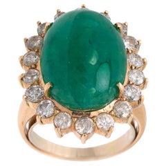 GIA 14 carat emerald diamond 14k yellow gold cluster ring