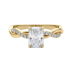 GIA 1.4 Carat Pave Entwined Nature Band Radiant 18K Yellow Gold Diamond Ring