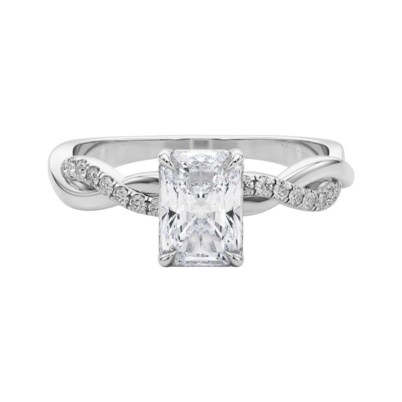 GIA 1,4 Carati Pave Entwined Nature Band Radiant  Anello con diamante