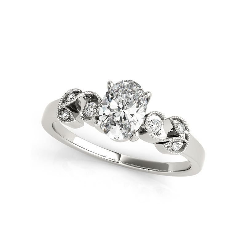 Taglio ovale GIA 1,40 Carati Ovale Formale Giardino Foglia Traliccio  Anello con diamante in vendita
