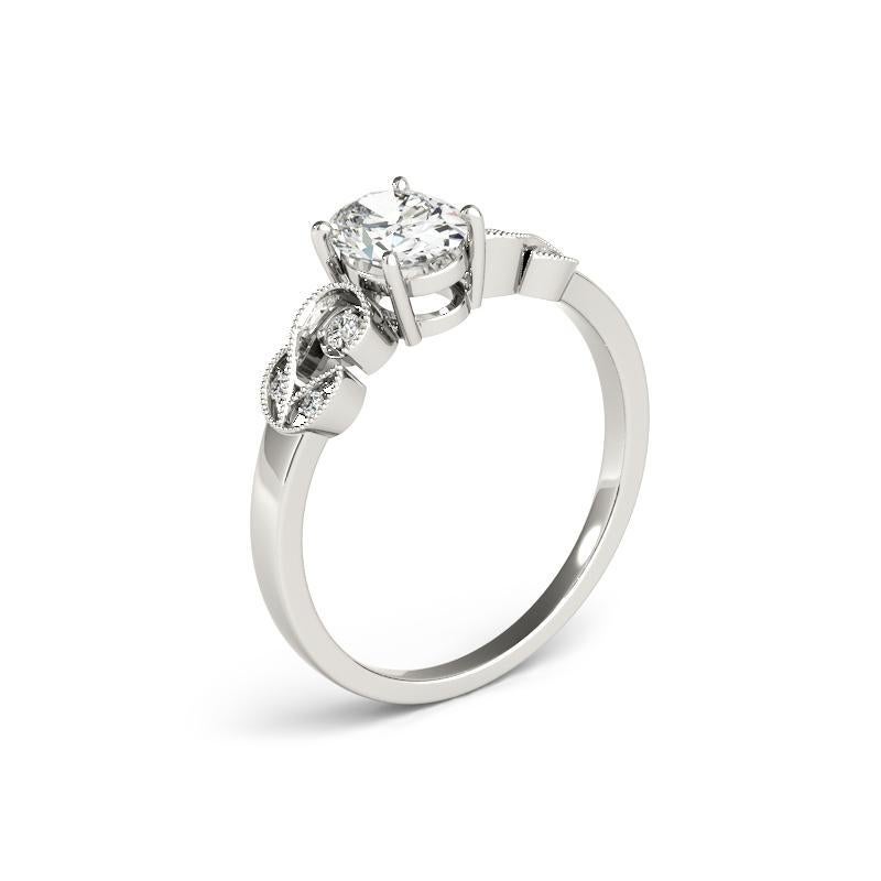 Donna GIA 1,40 Carati Ovale Formale Giardino Foglia Traliccio  Anello con diamante in vendita