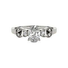 GIA 1,40 Carati Ovale Formale Giardino Foglia Traliccio  Anello con diamante